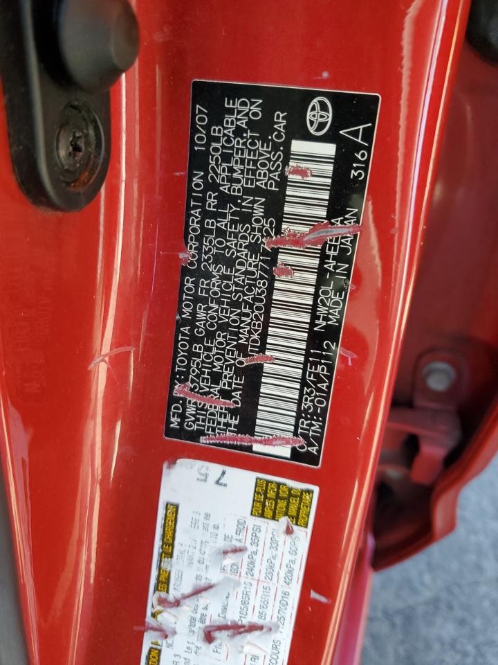 2008 Toyota Prius VIN: JTDKB20U387717125 Lot: 80686175