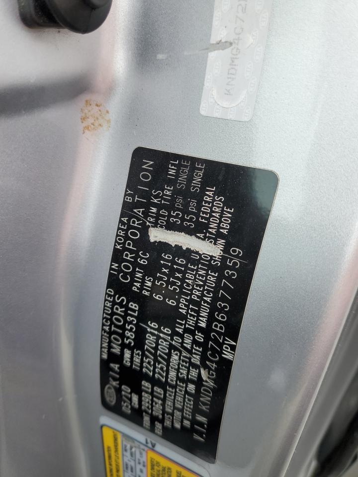 2011 Kia Sedona Lx VIN: KNDMG4C72B6377359 Lot: 82150795