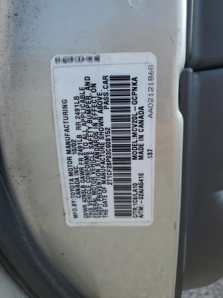 2003 Toyota Camry Solara Se VIN: 2T1CF28P03C608152 Lot: 71680555