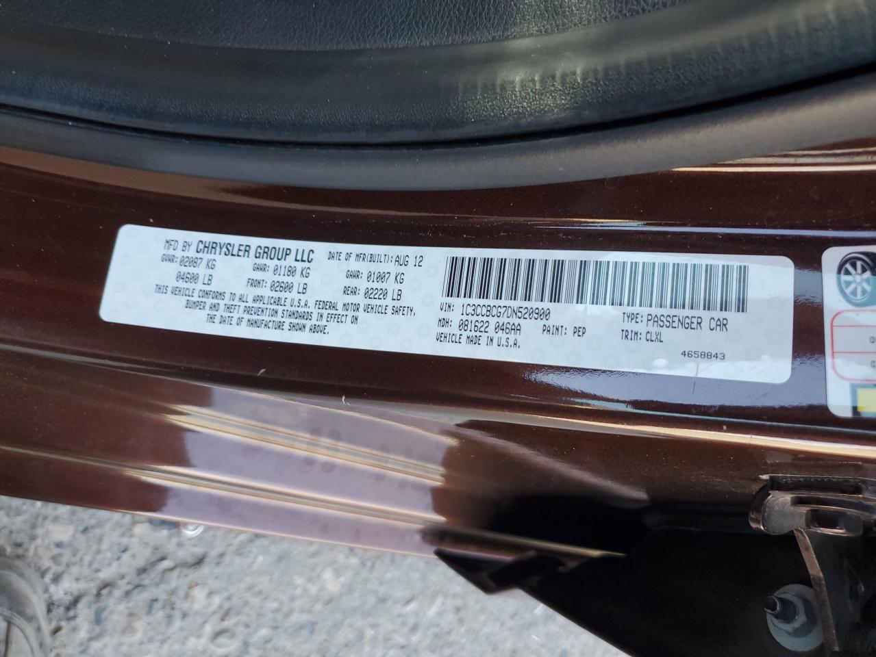 2013 Chrysler 200 Limited VIN: 1C3CCBCG7DN520900 Lot: 84835545