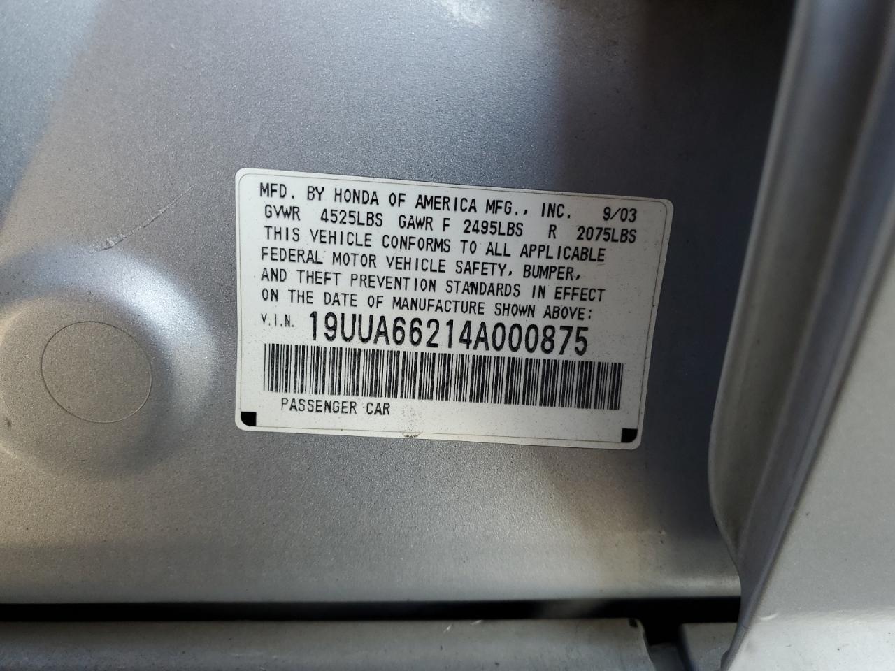 2004 Acura Tl VIN: 19UUA66214A000875 Lot: 81808455
