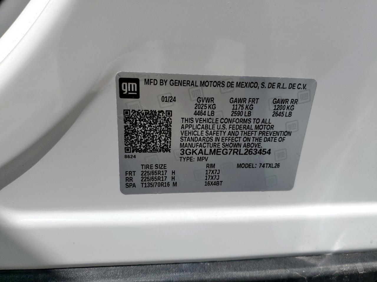 2024 GMC Terrain Sle VIN: 3GKALMEG7RL263454 Lot: 71453705