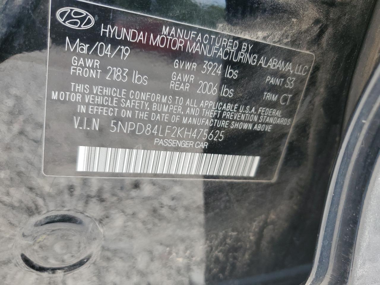 2019 Hyundai Elantra Sel VIN: 5NPD84LF2KH475625 Lot: 71839745