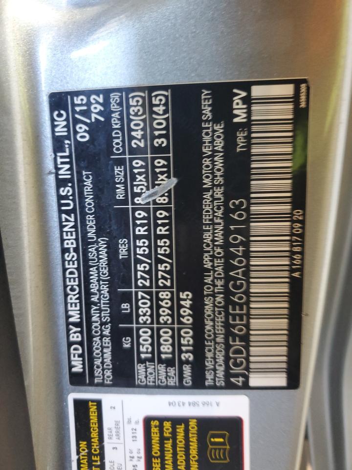 2016 Mercedes-Benz Gl 450 4Matic VIN: 4JGDF6EE6GA649163 Lot: 72027235