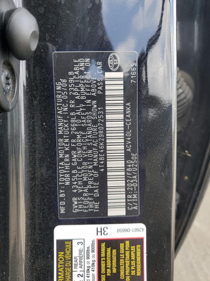 2009 Toyota Camry Base VIN: 4T4BE46K29R072531 Lot: 80757095