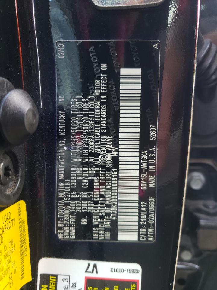 2013 Toyota Venza Le VIN: 4T3BK3BBXDU089161 Lot: 81485425