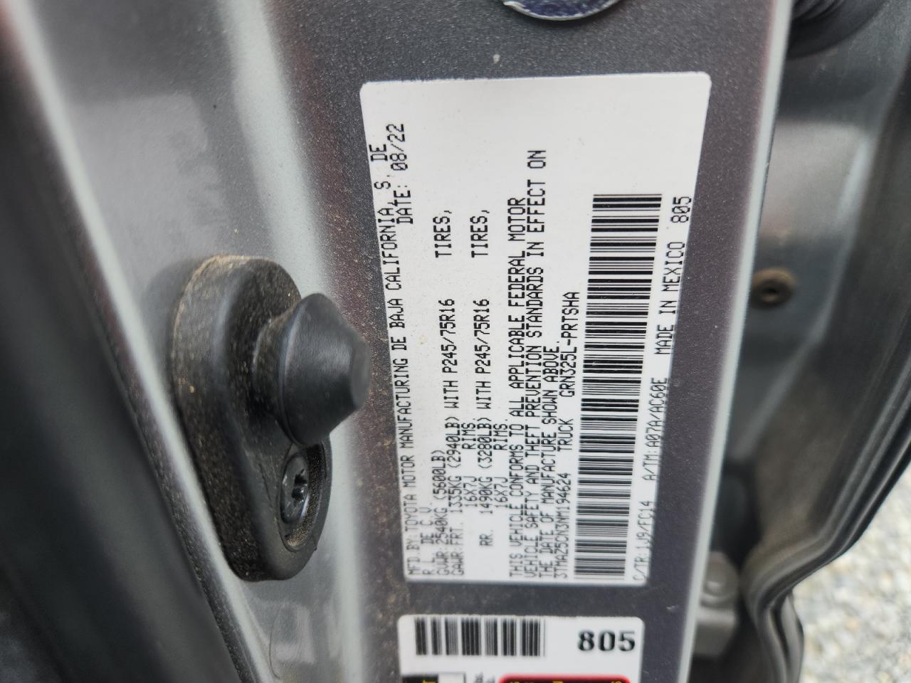 2022 Toyota Tacoma Double Cab VIN: 3TMAZ5CN3NM194624 Lot: 80702815