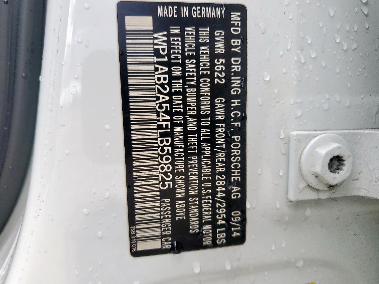 2015 Porsche Macan S VIN: WP1AB2A54FLB59825 Lot: 82106285