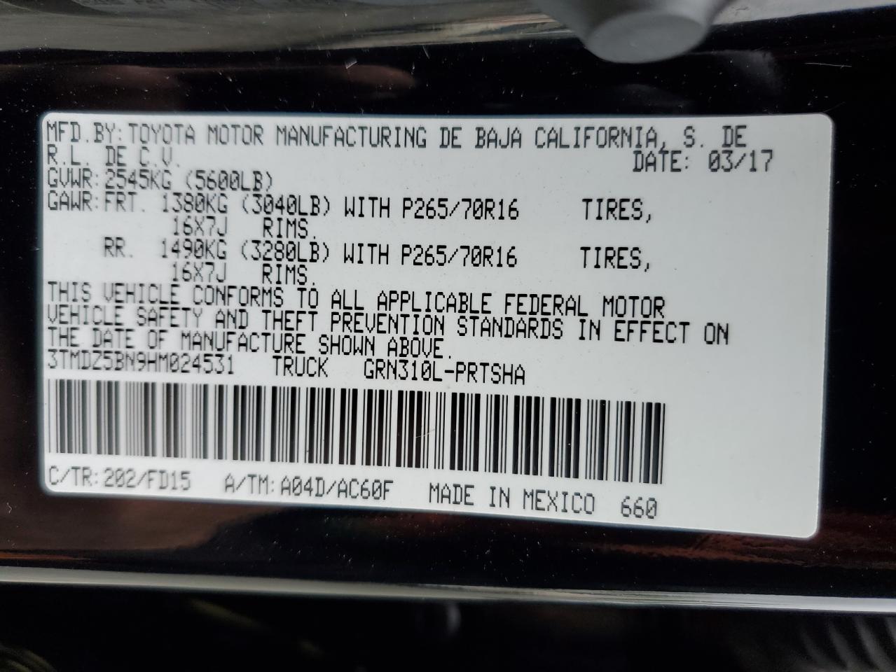 2017 Toyota Tacoma Double Cab VIN: 3TMDZ5BN9HM024531 Lot: 80204185