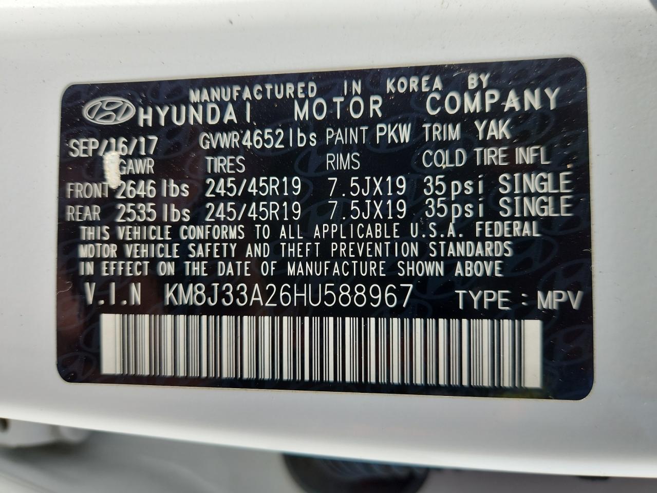 2017 Hyundai Tucson Limited VIN: KM8J33A26HU588967 Lot: 83959265