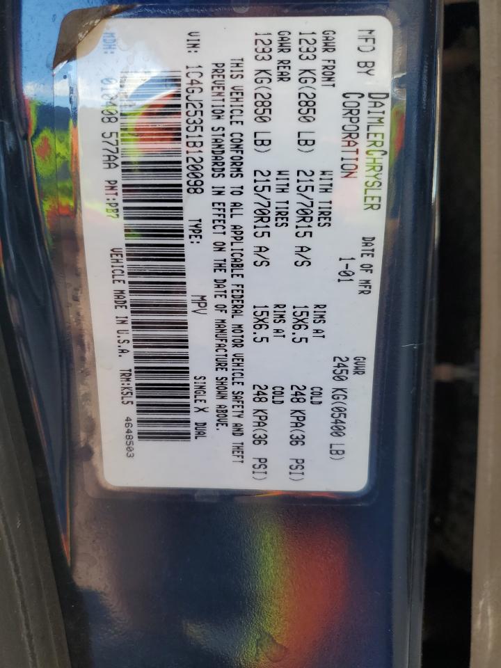 2001 Chrysler Voyager VIN: 1C4GJ25351B120098 Lot: 80496045