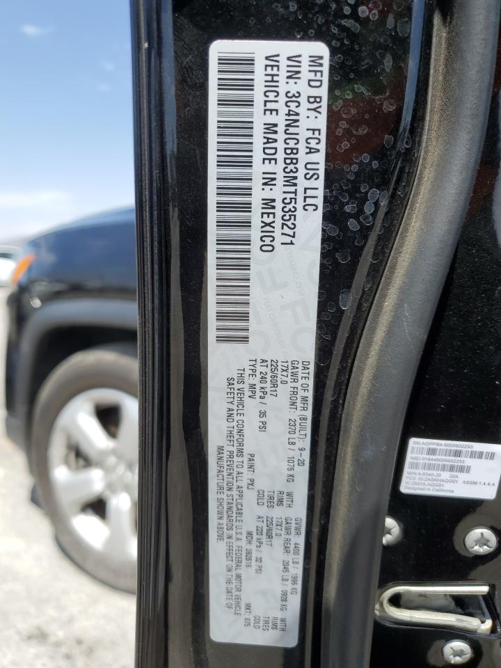 2021 Jeep Compass Latitude VIN: 3C4NJCBB3MT535271 Lot: 71126275