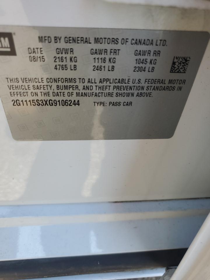 2016 Chevrolet Impala Lt VIN: 2G1115S3XG9106244 Lot: 81972075