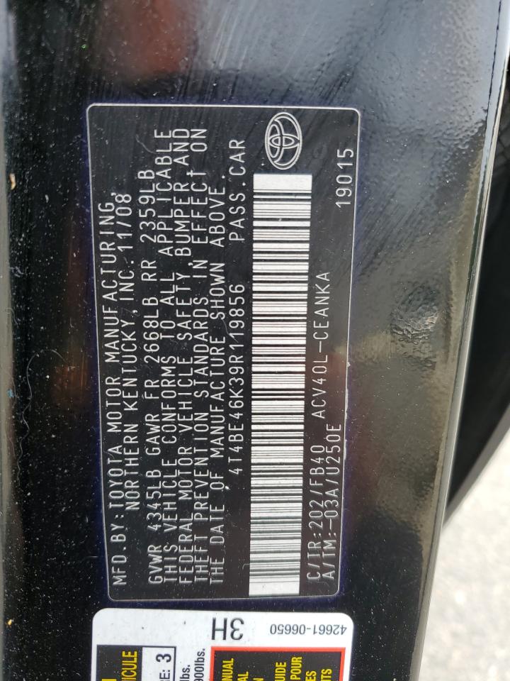 2009 Toyota Camry Base VIN: 4T4BE46K39R119856 Lot: 81484635