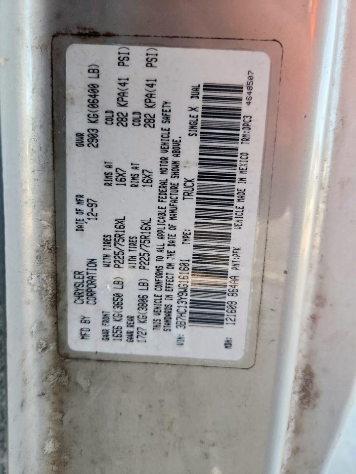 1998 Dodge Ram 1500 VIN: 3B7HC13Y9WG161601 Lot: 71285155