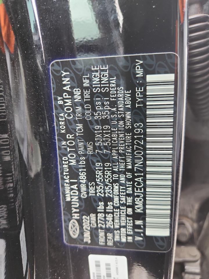 2022 Hyundai Tucson Limited VIN: KM8JECA17NU072193 Lot: 71745665