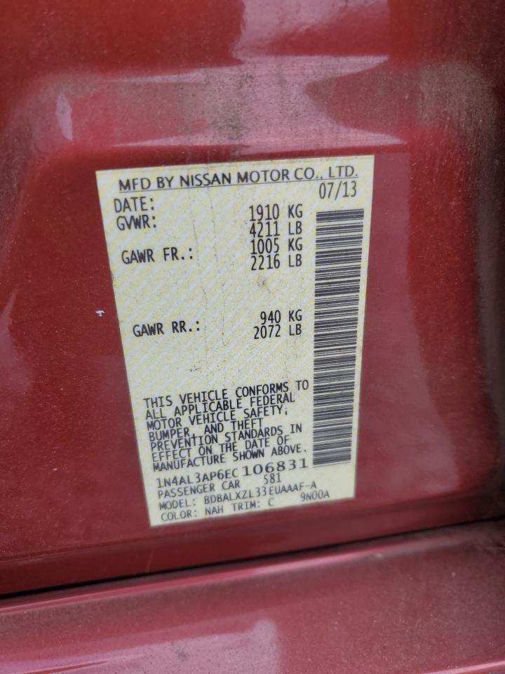 2014 Nissan Altima 2.5 VIN: 1N4AL3AP6EC106831 Lot: 81750555