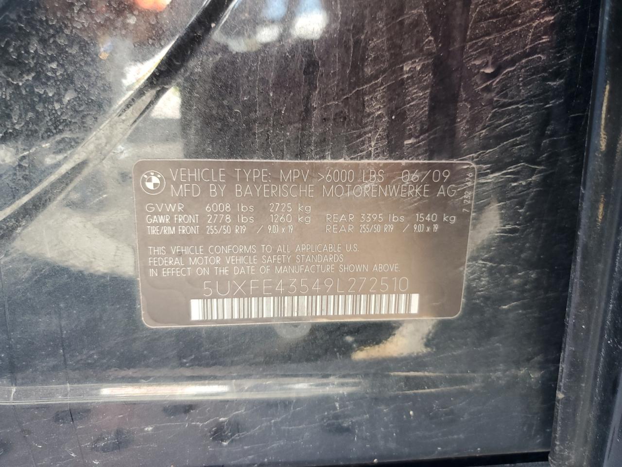 2009 BMW X5 xDrive30I VIN: 5UXFE43549L272510 Lot: 70795715
