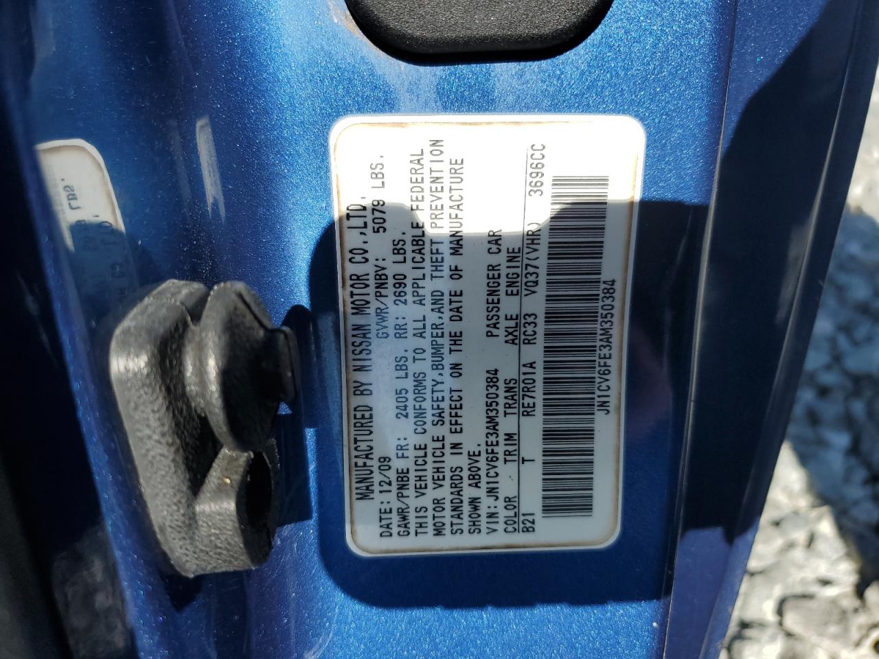 2010 Infiniti G37 Base VIN: JN1CV6FE3AM350384 Lot: 81481345