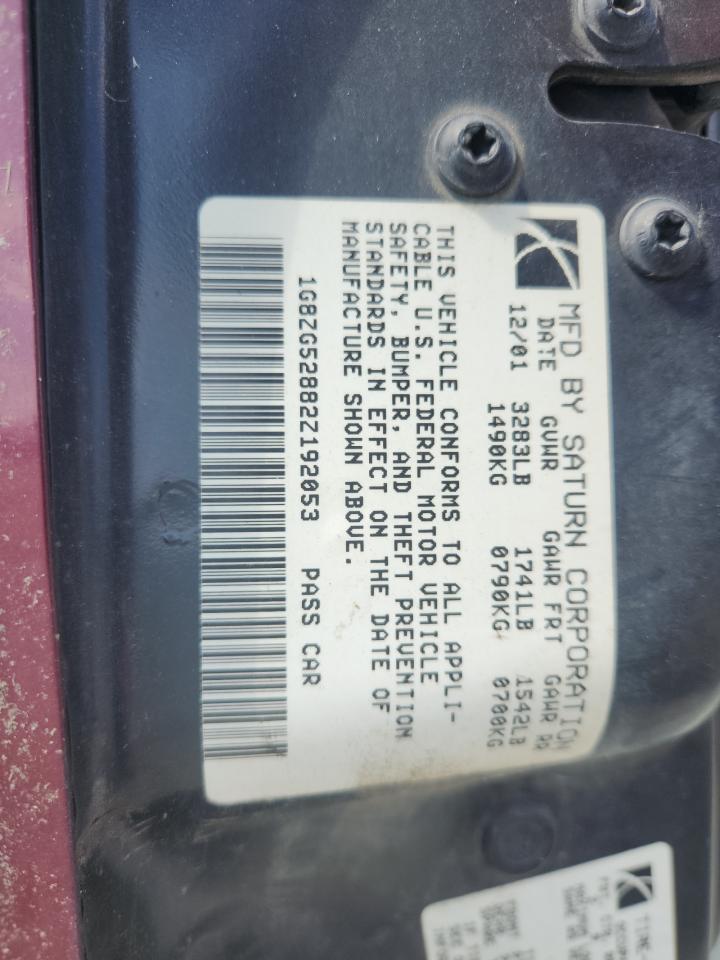 2002 Saturn Sl1 VIN: 1G8ZG52882Z192053 Lot: 68711695