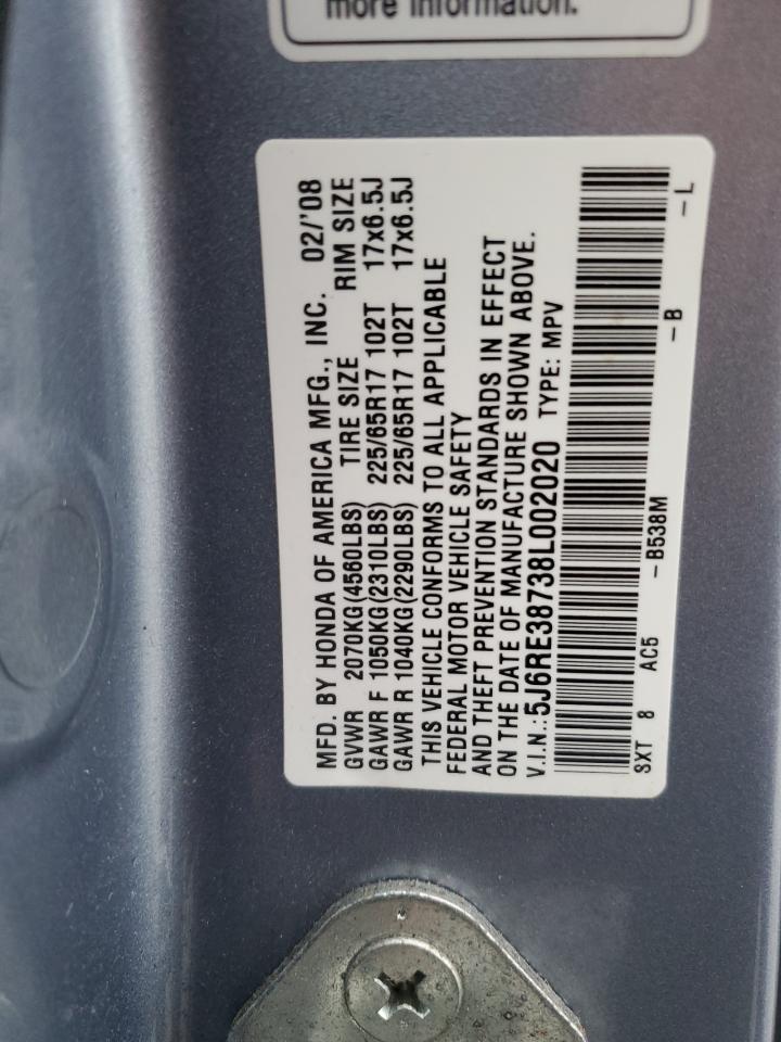 2008 Honda Cr-V Exl VIN: 5J6RE38738L002020 Lot: 71497125