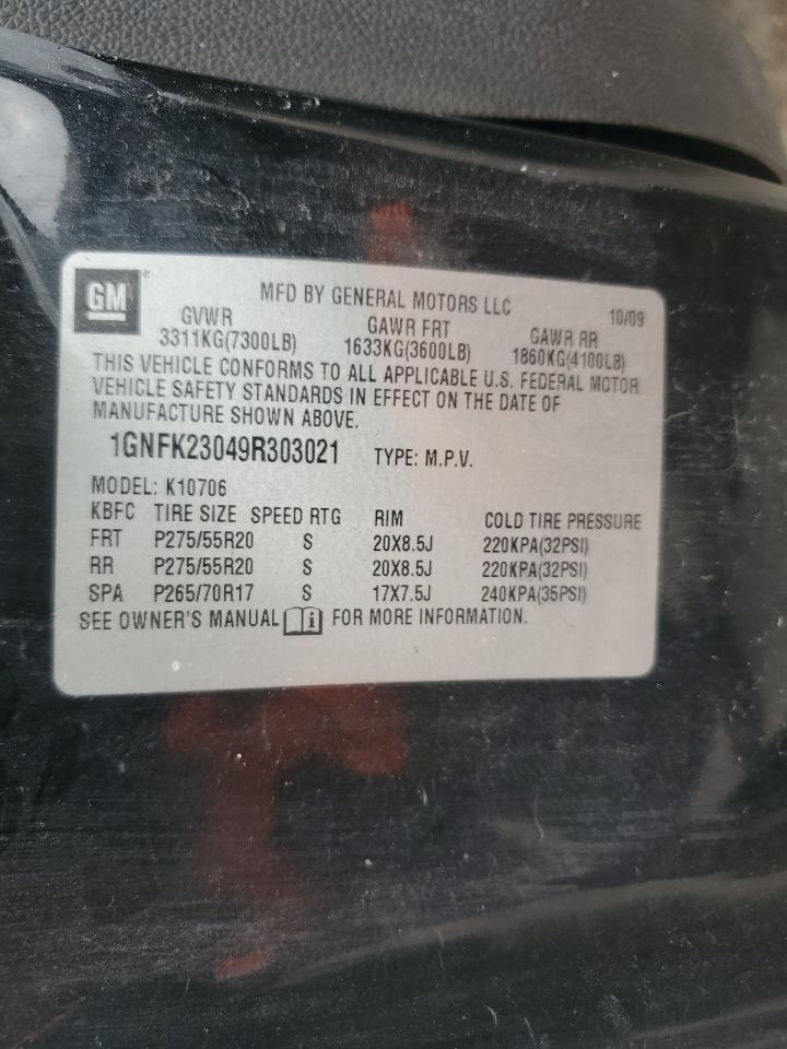 2009 Chevrolet Tahoe K1500 Lt VIN: 1GNFK23049R303021 Lot: 71099565