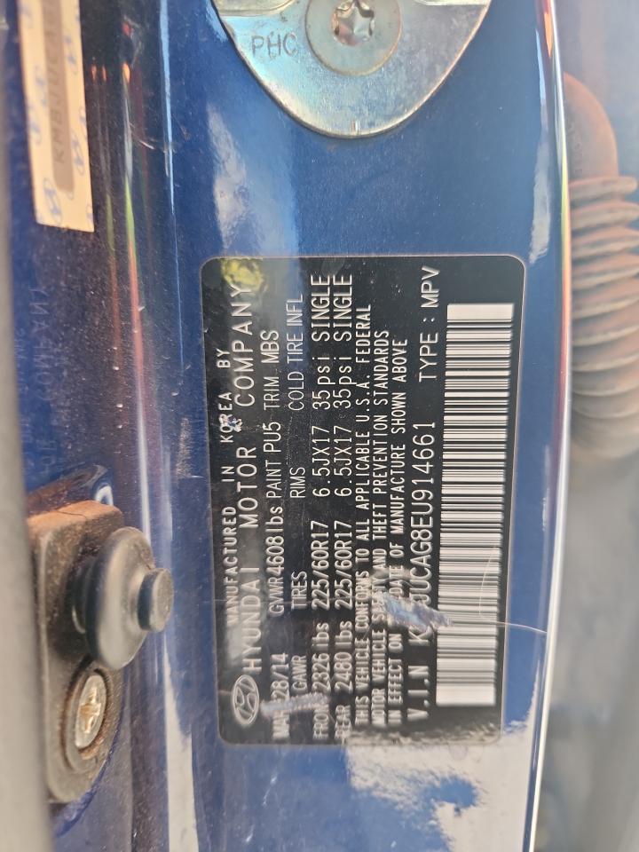 2014 Hyundai Tucson Gls VIN: KM8JUCAG8EU914661 Lot: 70832365