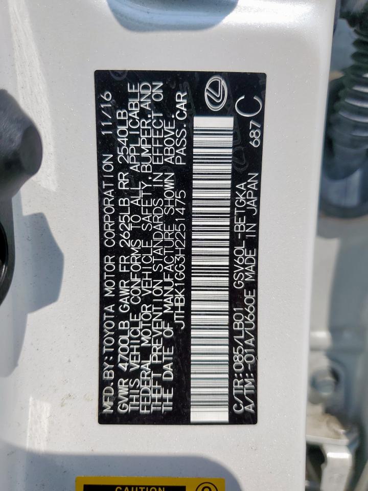 2017 Lexus Es 350 VIN: JTHBK1GG3H2251475 Lot: 81334995