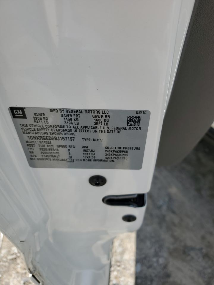 2011 Chevrolet Traverse Lt VIN: 1GNKRGED6BJ157197 Lot: 71224565