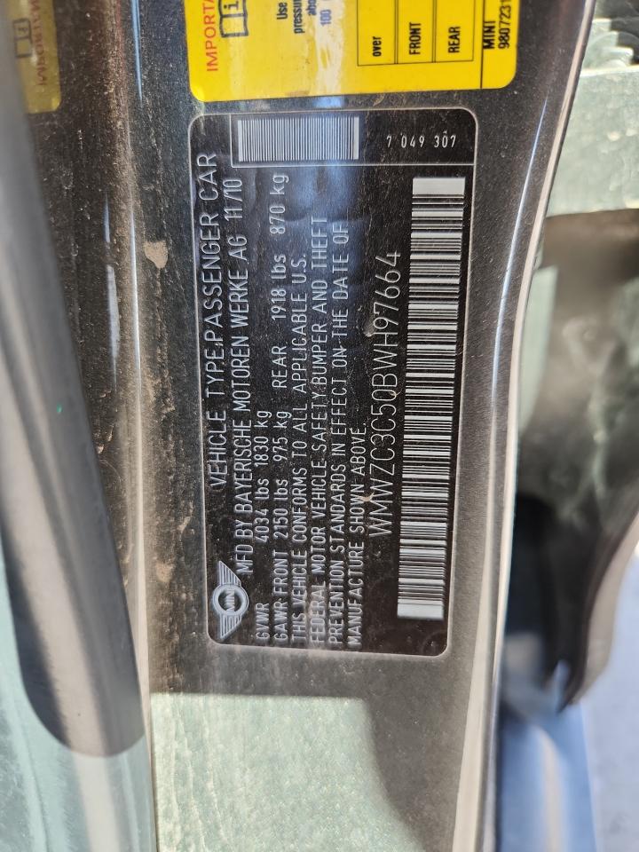 2011 Mini Cooper S Countryman VIN: WMWZC3C50BWH97664 Lot: 80015575