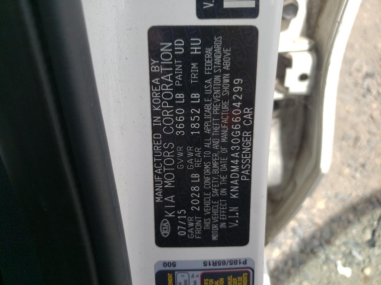 2016 Kia Rio Lx VIN: KNADM4A30G6604299 Lot: 83746545