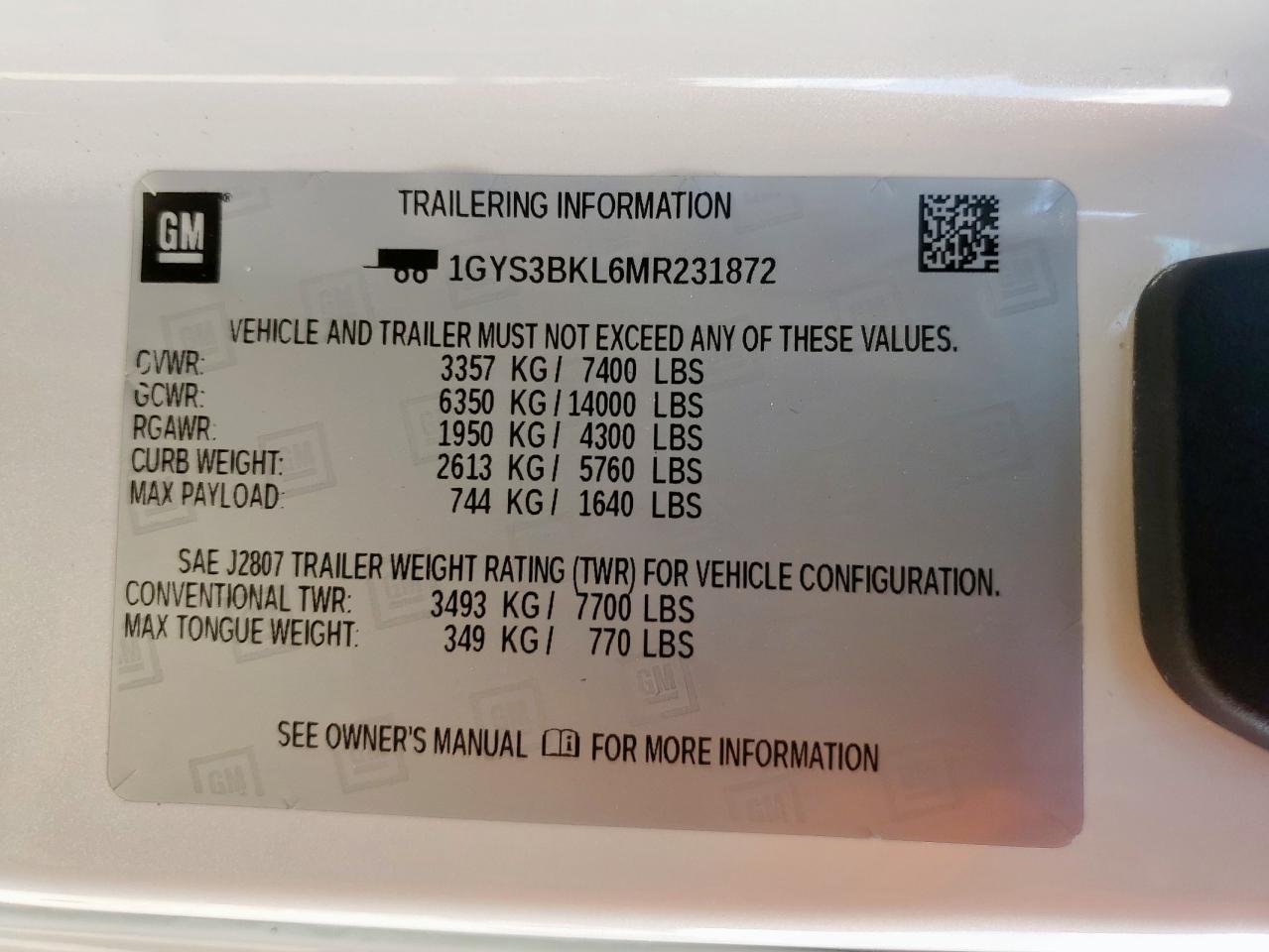 2021 Cadillac Escalade Premium Luxury VIN: 1GYS3BKL6MR231872 Lot: 84174895