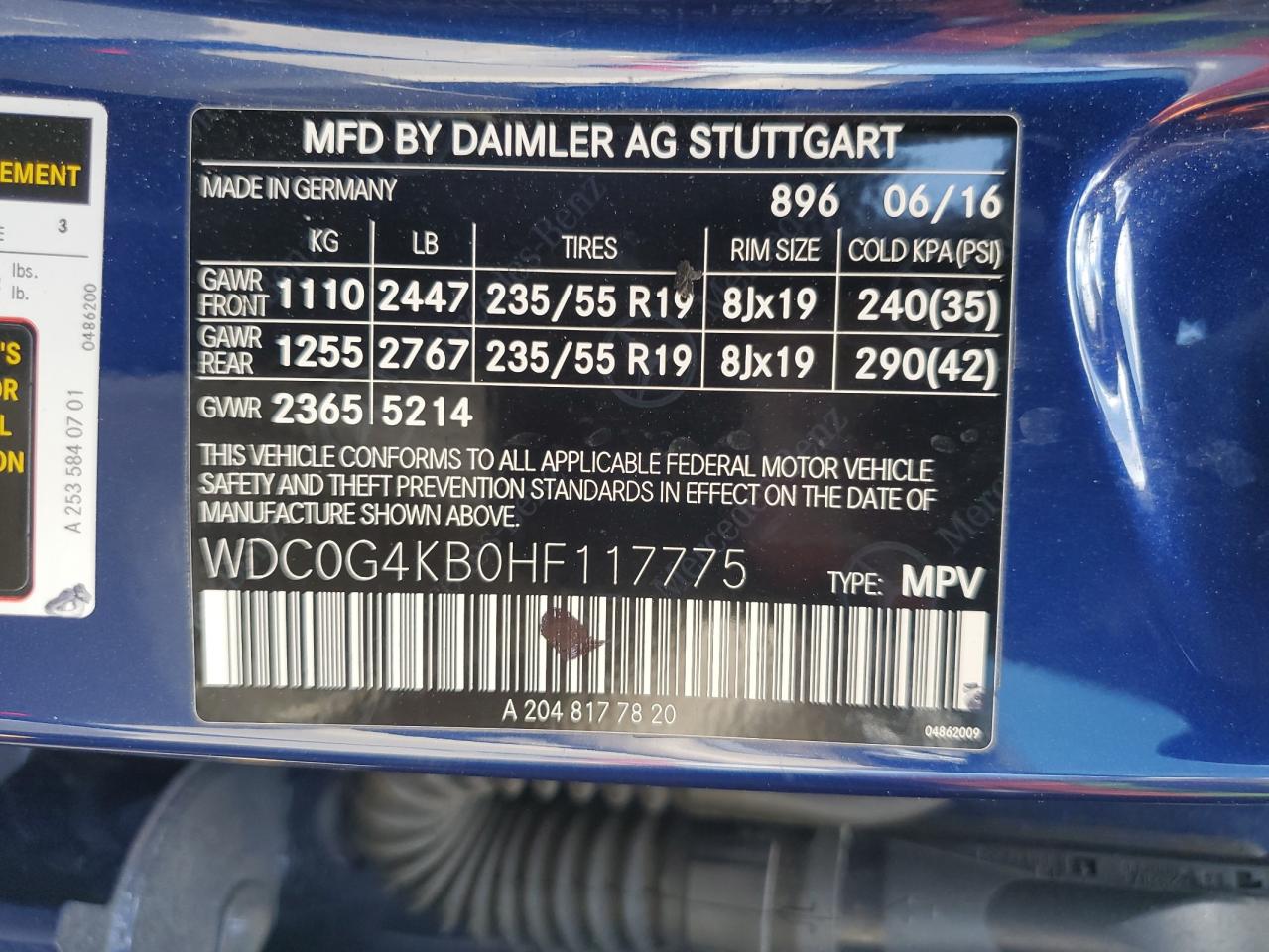 2017 Mercedes-Benz Glc 300 4Matic VIN: WDC0G4KB0HF117775 Lot: 71627915