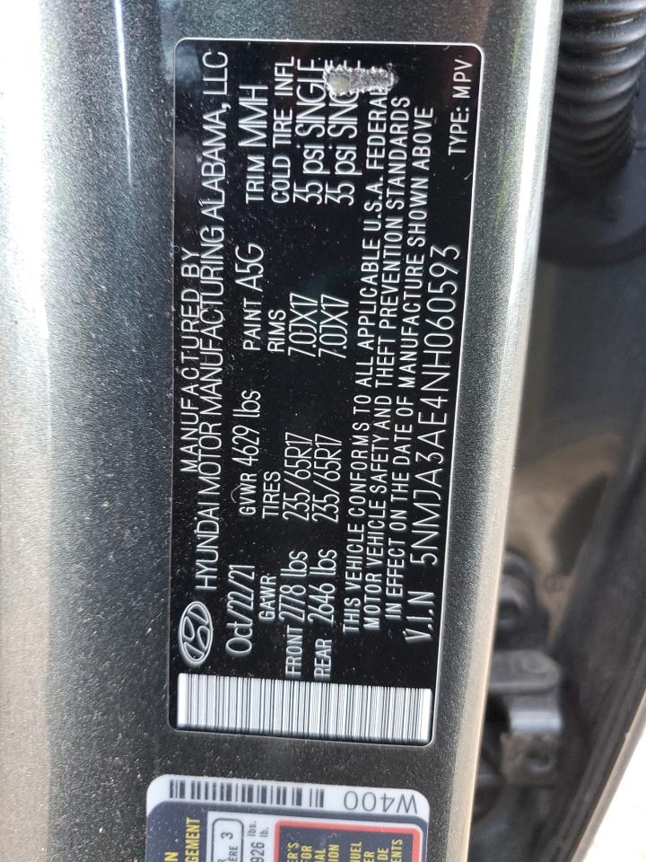 2022 Hyundai Tucson Se VIN: 5NMJA3AE4NH060593 Lot: 80178605