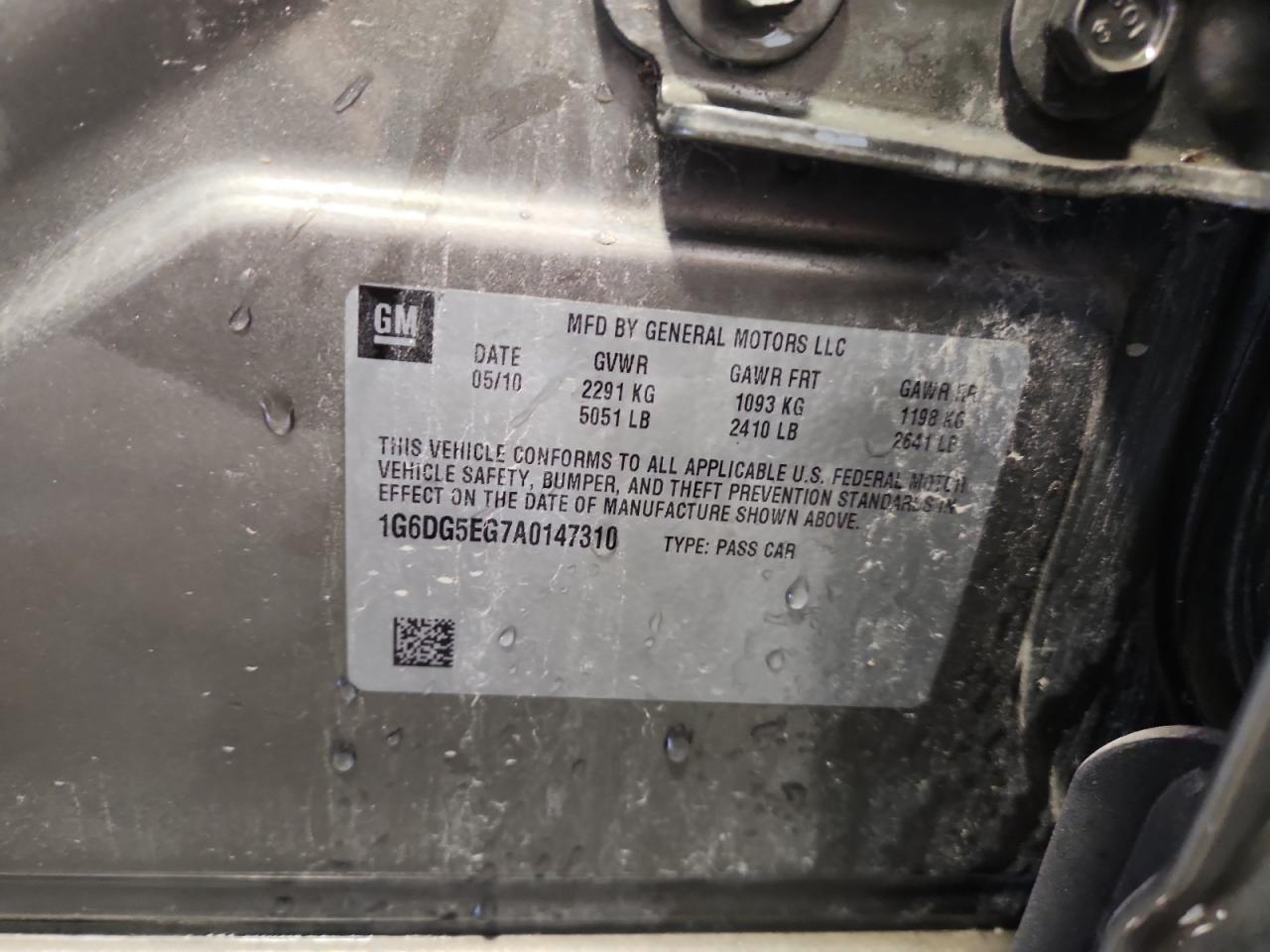 2010 Cadillac Cts Luxury Collection VIN: 1G6DG5EG7A0147310 Lot: 71708755