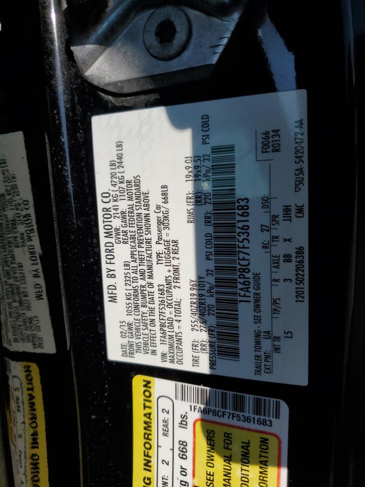 2015 Ford Mustang Gt VIN: 1FA6P8CF7F5361683 Lot: 81556015