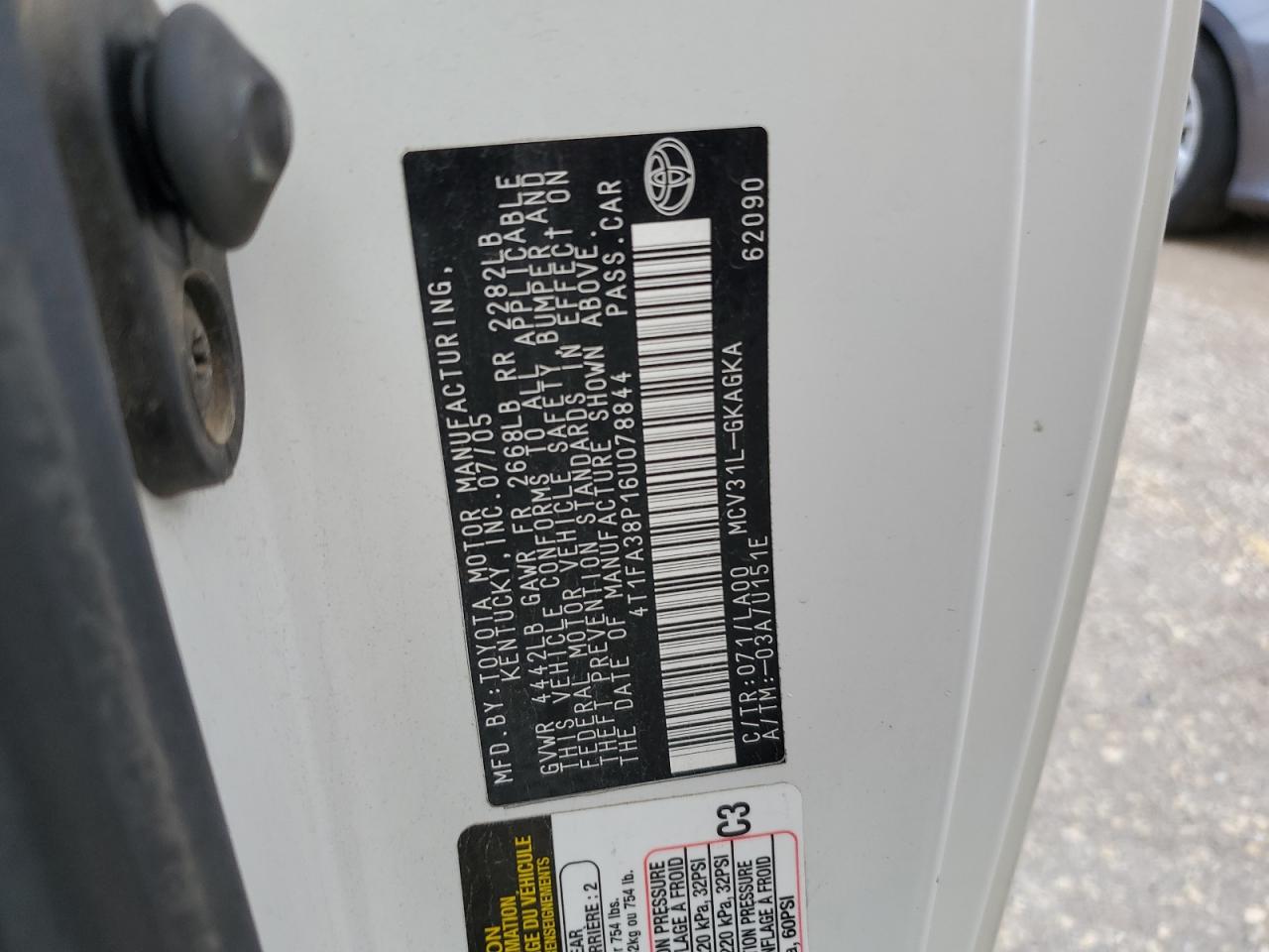 2006 Toyota Camry Solara Se VIN: 4T1FA38P16U078844 Lot: 71694615