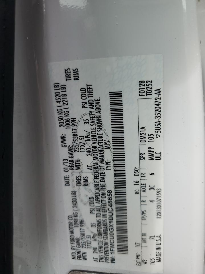 2013 Ford Escape Se VIN: 1FMCU0GX1DUC48658 Lot: 83926595