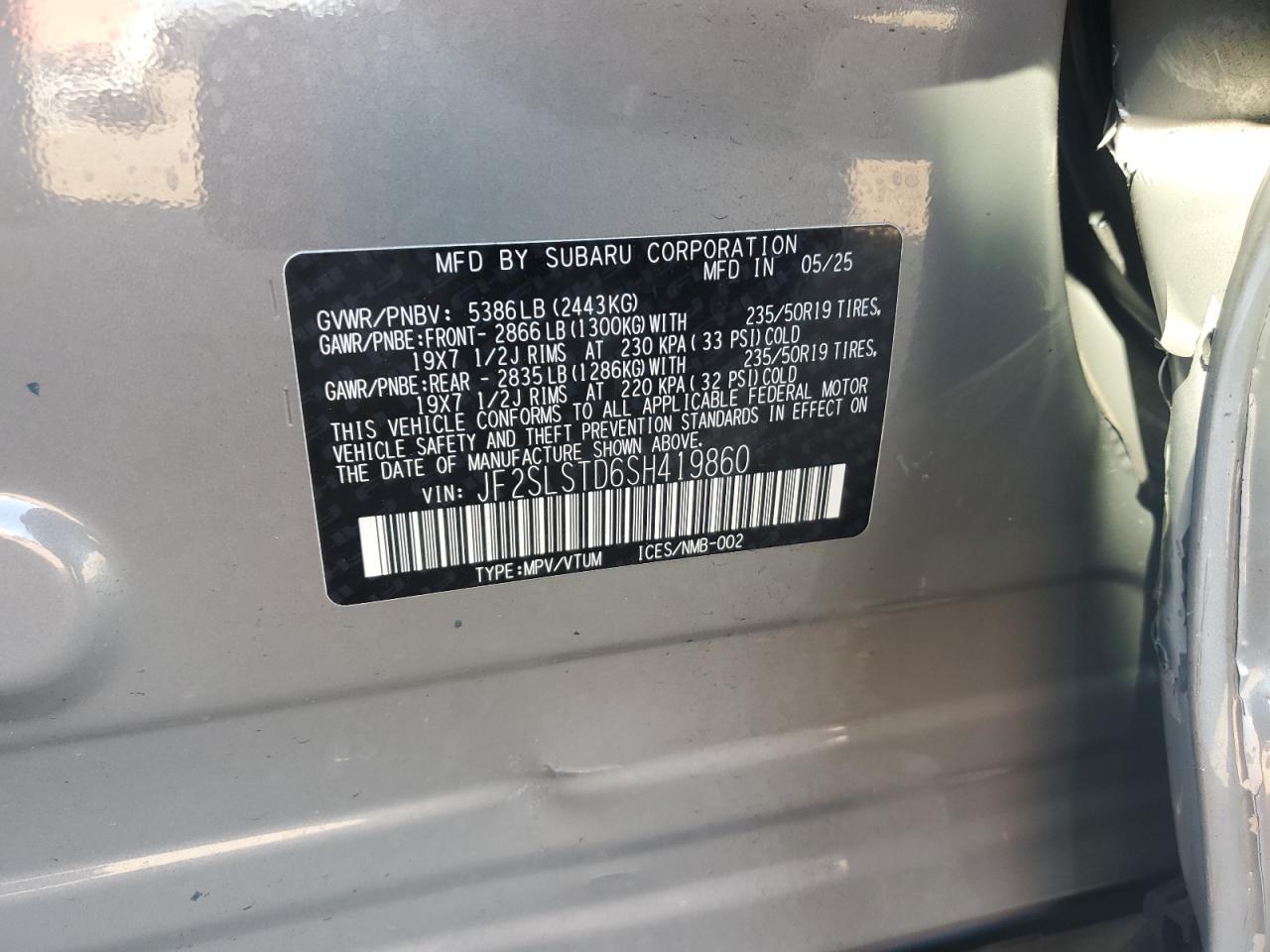 2025 Subaru Forester Touring VIN: JF2SLSTD6SH419860 Lot: 81884175