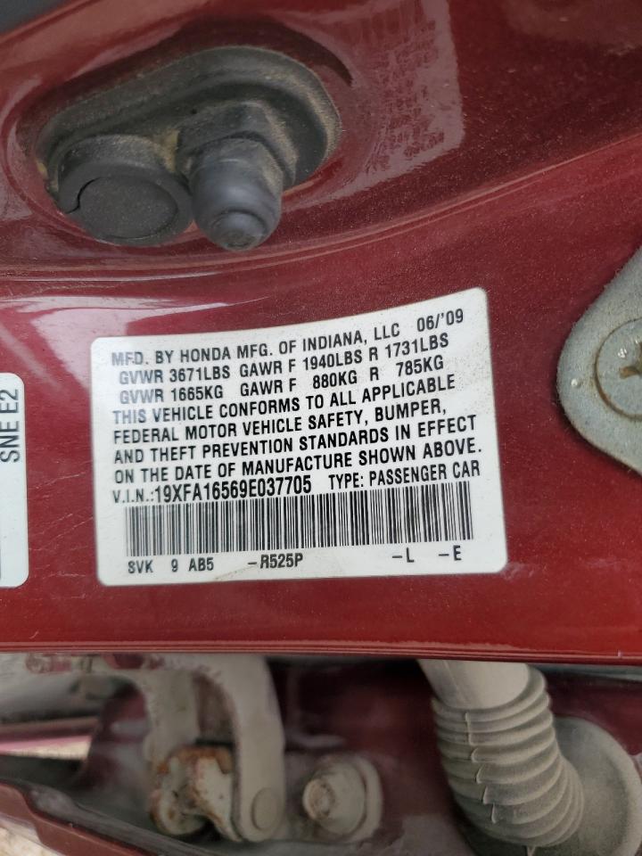 2009 Honda Civic Lx VIN: 19XFA16569E037705 Lot: 80178835