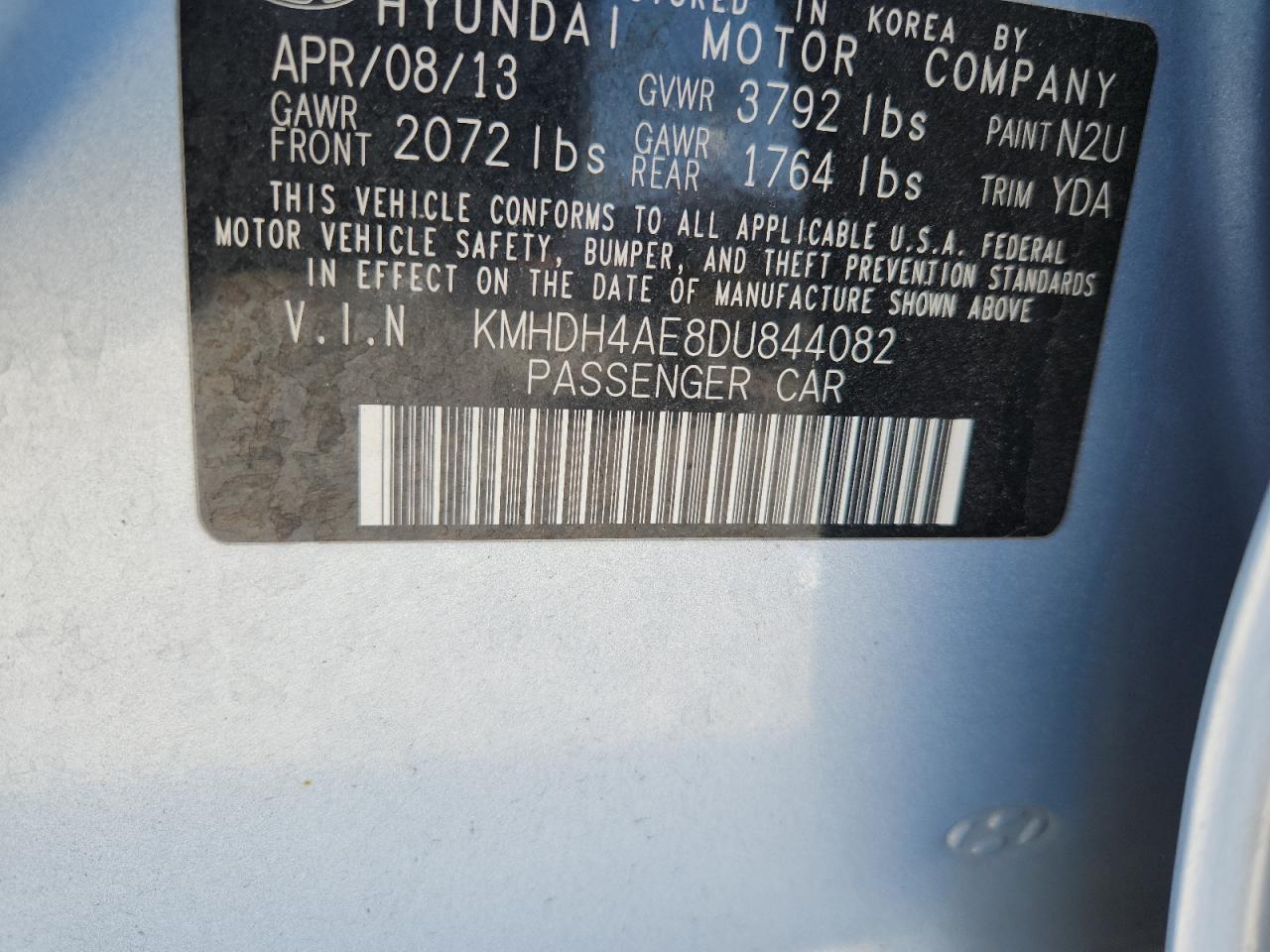2013 Hyundai Elantra Gls VIN: KMHDH4AE8DU844082 Lot: 71741255