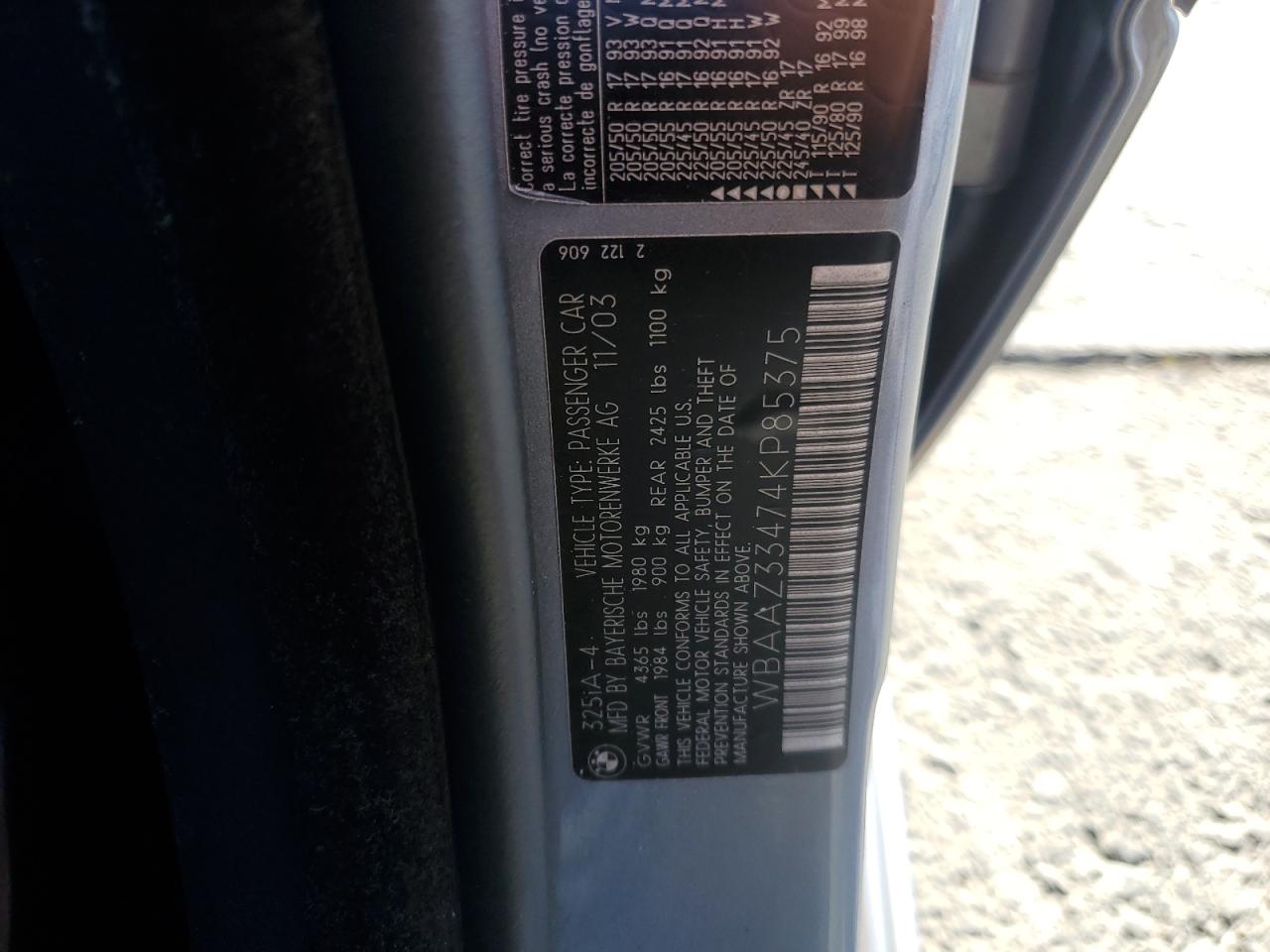 2004 BMW 325 Is Sulev VIN: WBAAZ33474KP85375 Lot: 80173215