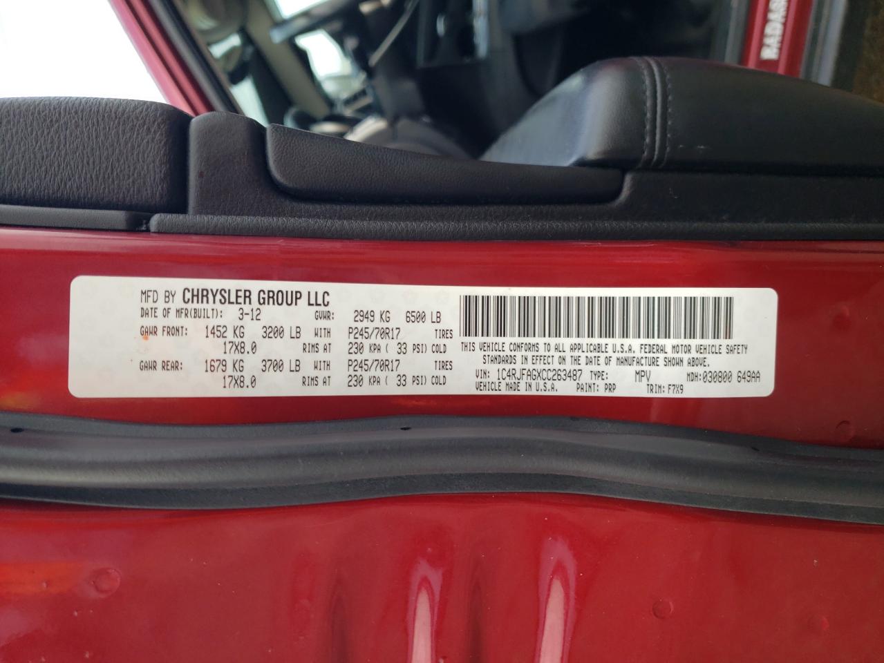 2012 Jeep Grand Cherokee Laredo VIN: 1C4RJFAGXCC263487 Lot: 83863325