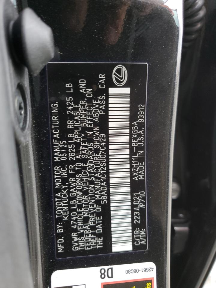 2025 Lexus Es 300H Base VIN: 58ADA1C12SU070429 Lot: 81723145