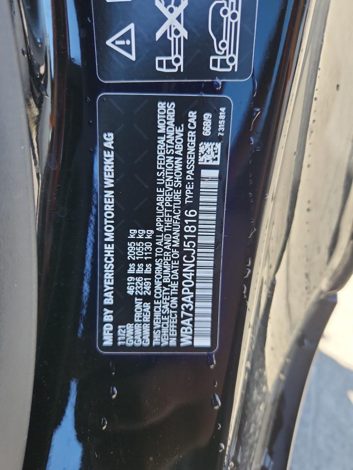 2022 BMW 430Xi VIN: WBA73AP04NCJ51816 Lot: 80384725