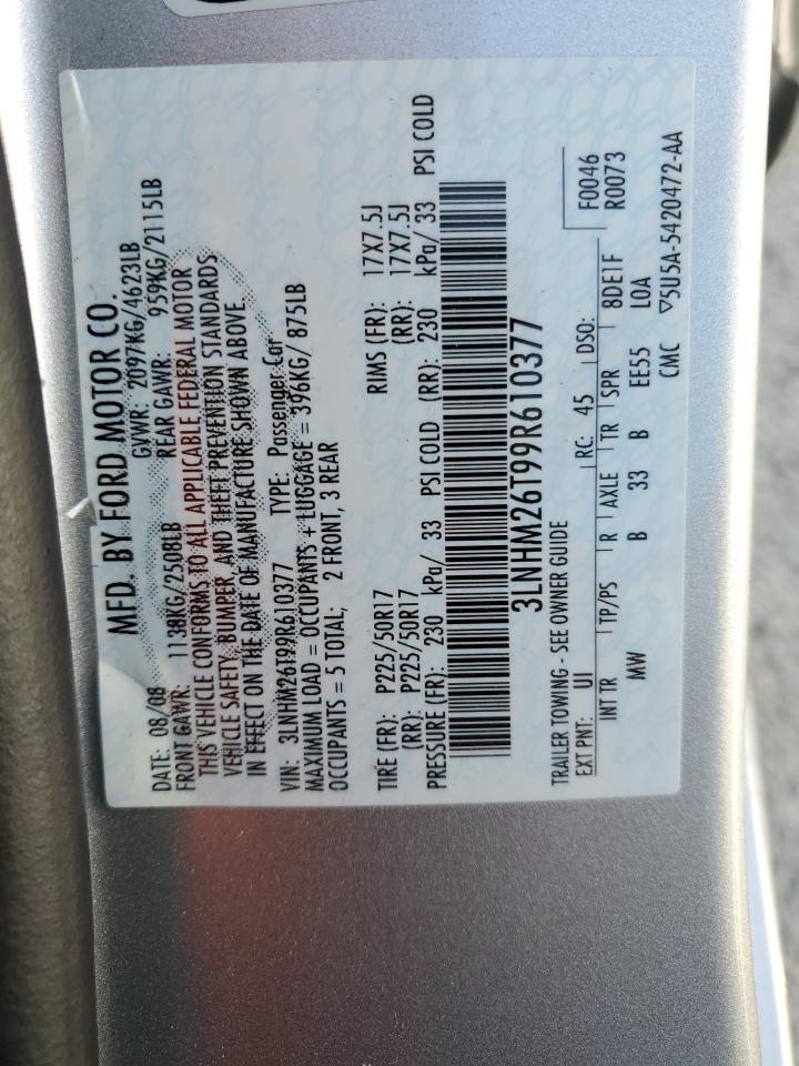 2009 Lincoln Mkz VIN: 3LNHM26T99R610377 Lot: 82123385