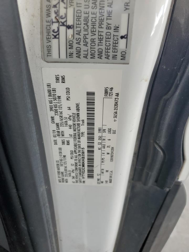 2019 Ford Transit T-150 VIN: 1FTYE2CM8KKB35815 Lot: 71234805