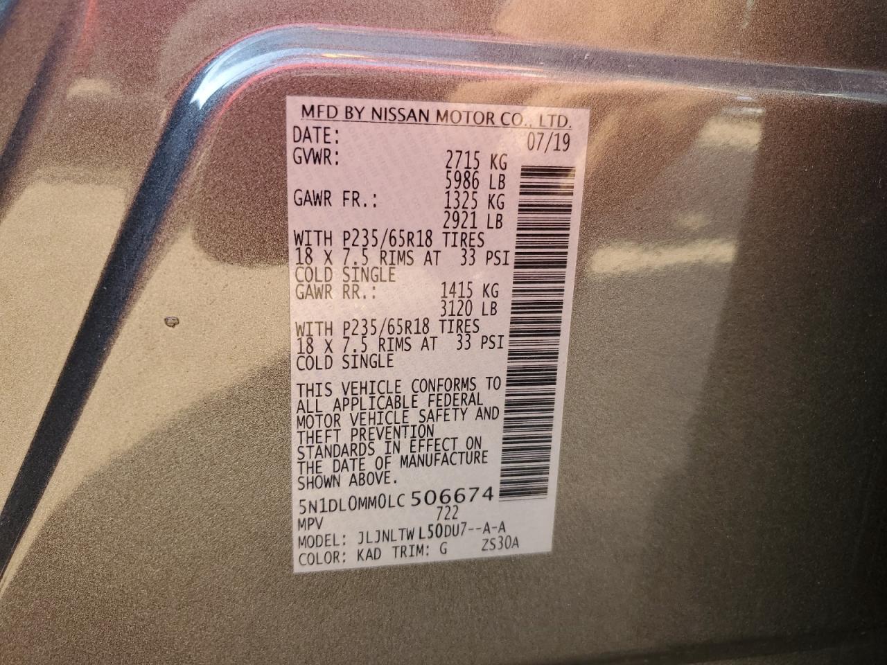 2020 Infiniti Qx60 Luxe VIN: 5N1DL0MM0LC506674 Lot: 81471665