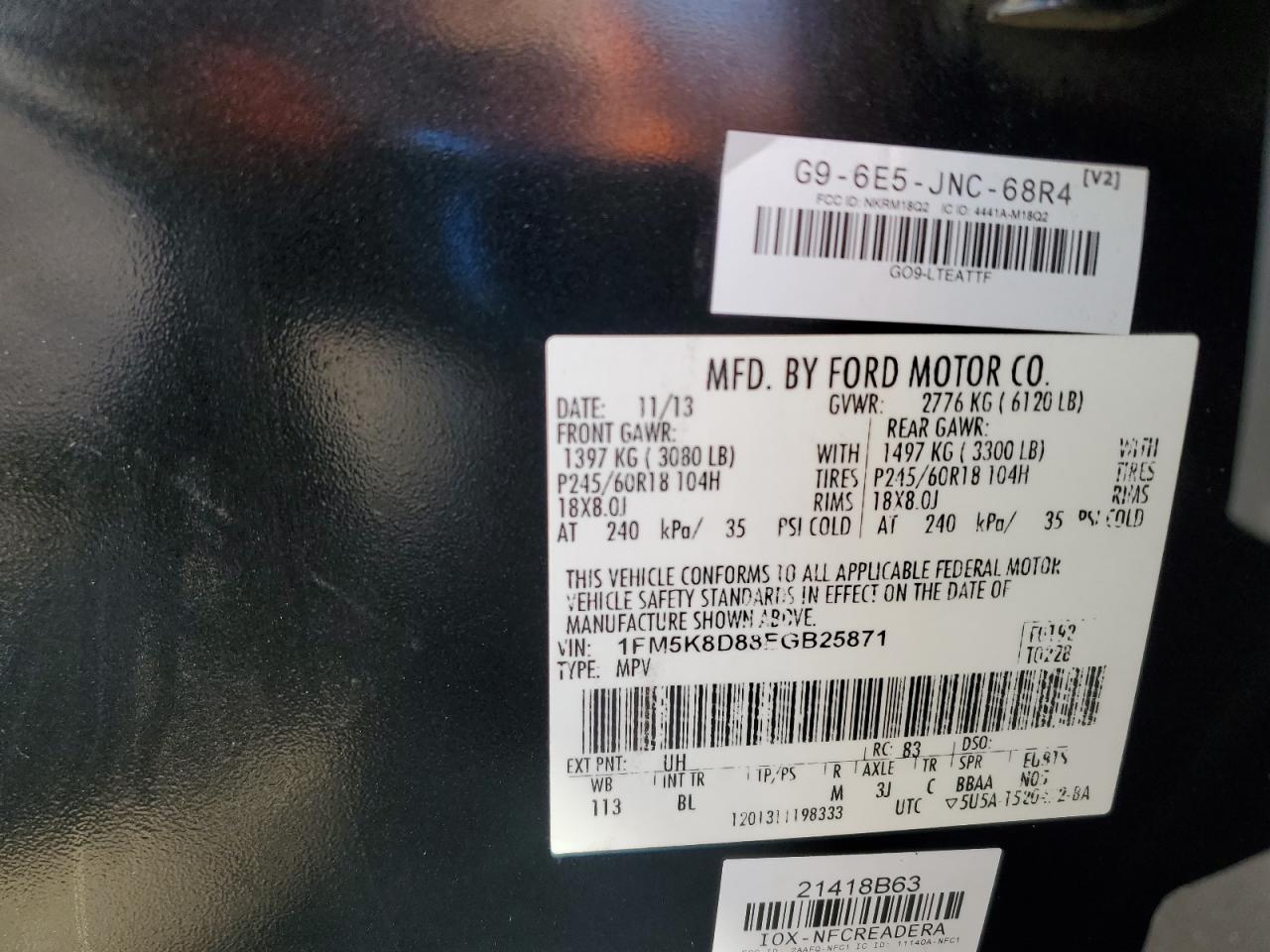 2014 Ford Explorer Xlt VIN: 1FM5K8D88EGB25871 Lot: 69879845