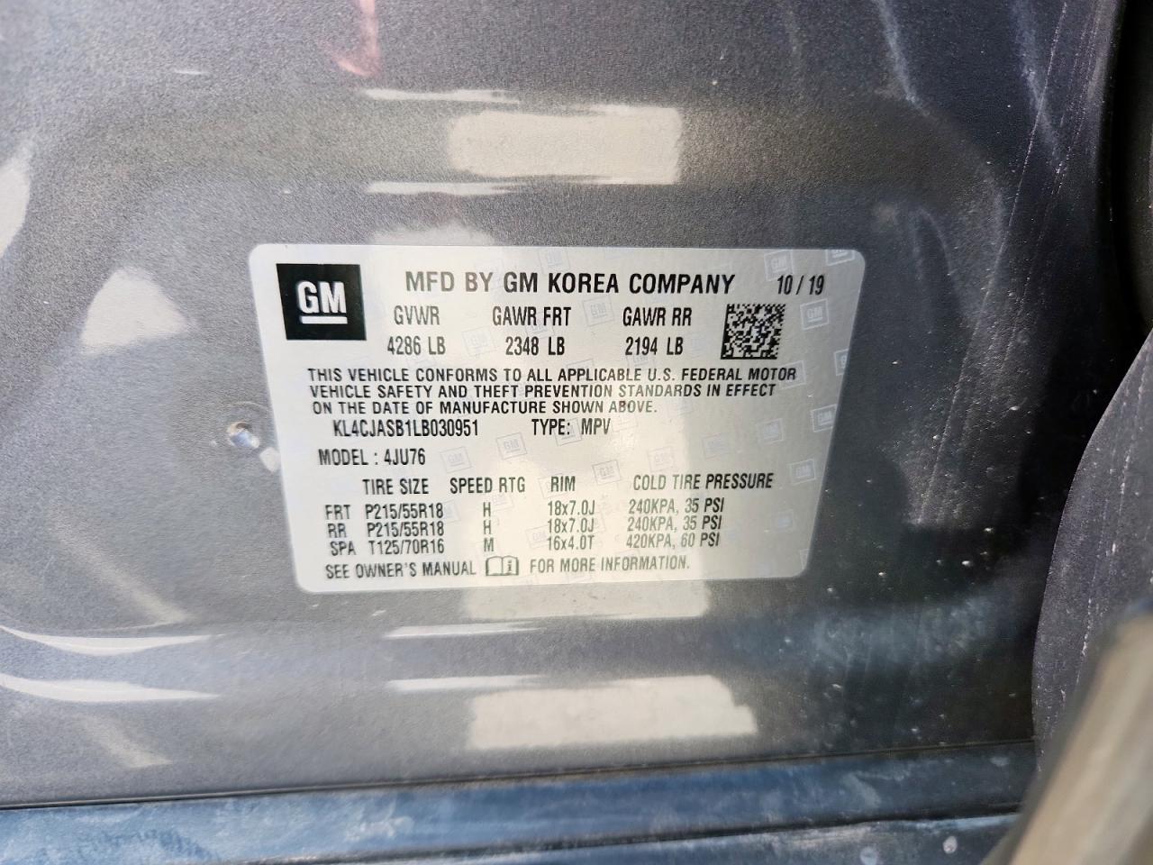 2020 Buick Encore Preferred VIN: KL4CJASB1LB030951 Lot: 70766735
